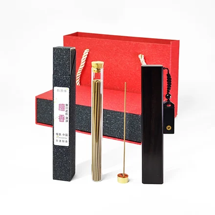 桃源境•清净檀香线香礼盒 非遗制香天然单方香 紫光檀红木方形香筒香插 中式香薰-FB01AA0017